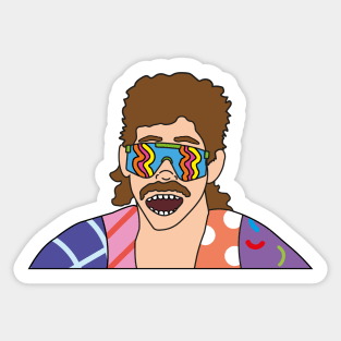 80s mullet and moustache dude wearing  skiing sunglasses Sticker